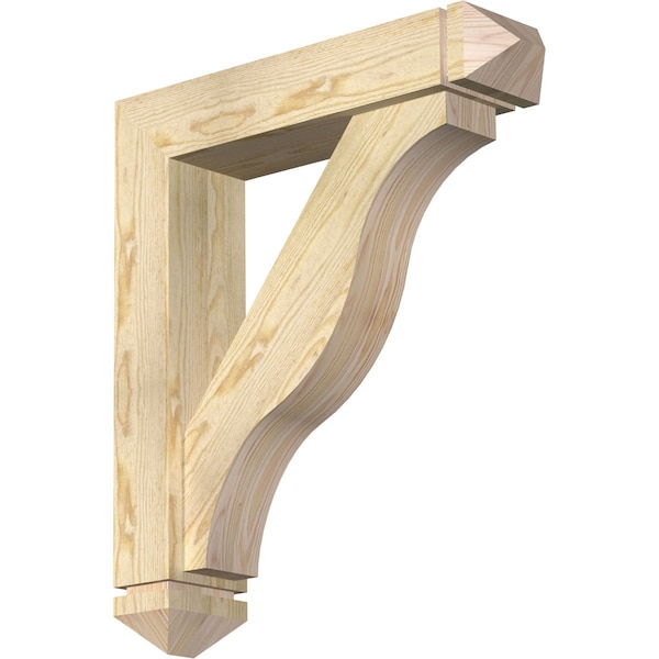 Ekena Millwork Funston Arts and Crafts Rough Sawn Bracket w/ Offset Brace, Douglas Fir, 6"W x 26"D x 30"H BKT0604X26X30FST03RDF - main